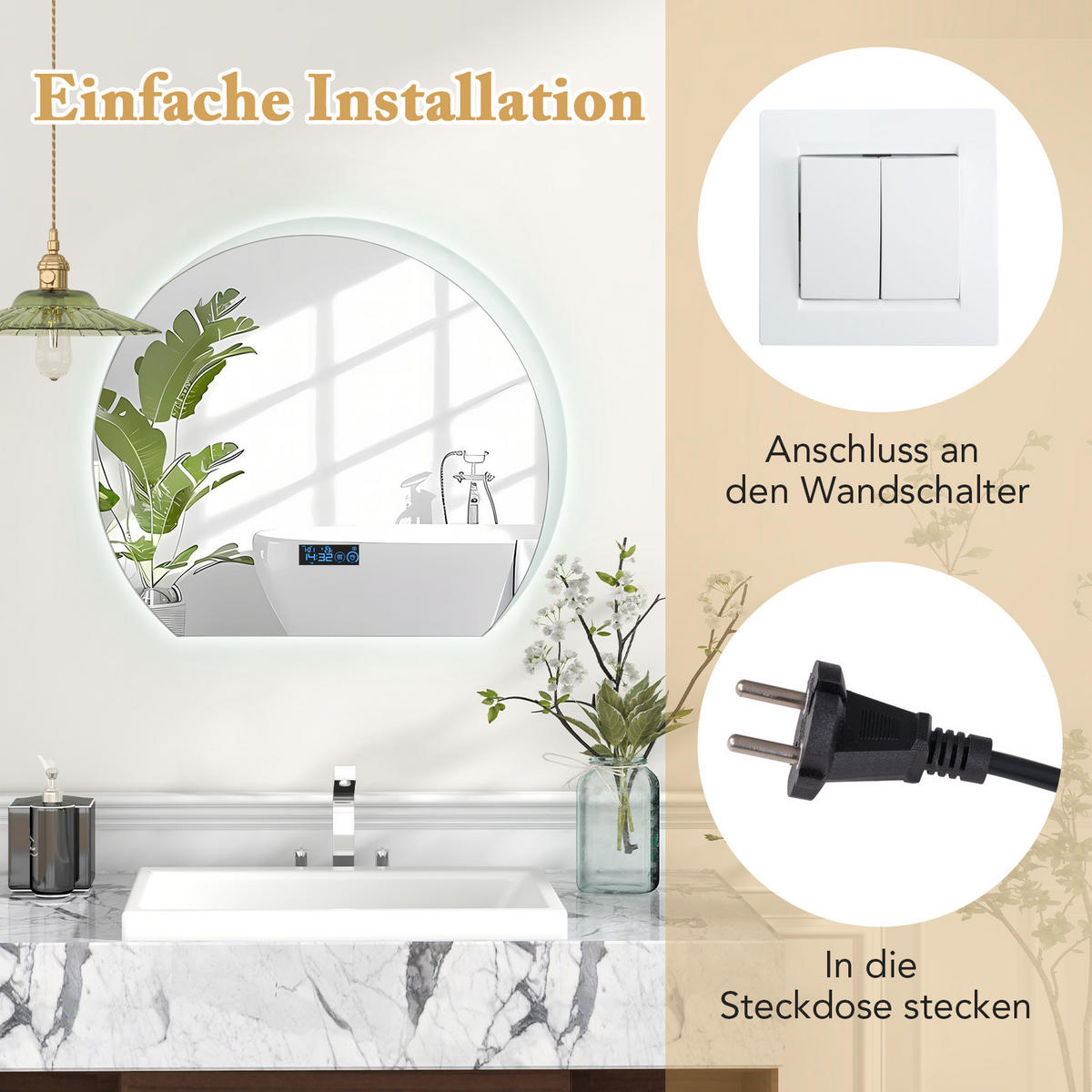 BADEZIMMERSPIEGEL Silber - Silberfarben, Glas (53/3/60cm) - COSTWAY