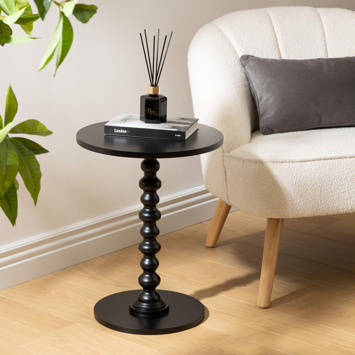 COUCHTISCH mit dekorativem Bein Alix Schwarz 38/38/50 cm - Schwarz, Holzwerkstoff (38/38/50cm) - Atmosphera Createur d´interieur
