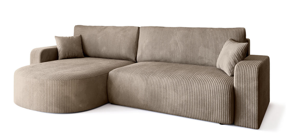 ECKSOFA Bisk mit Schlaffunktion Beige Cordstoff - Beige, Textil (275/170cm) - Bromarkt
