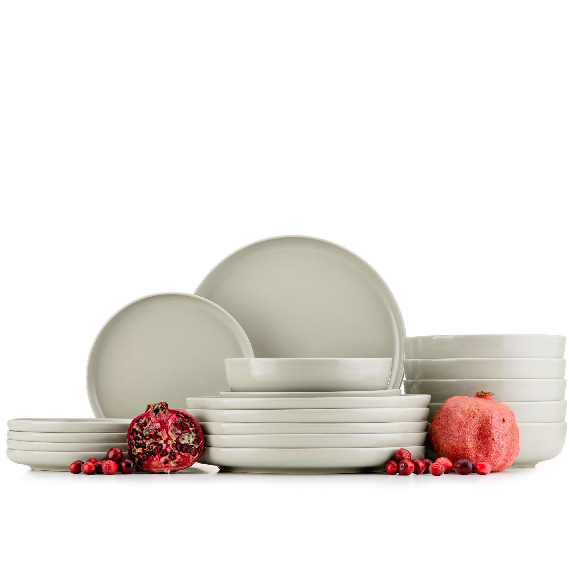 TAFELSERVICE VICTO 6 Personen 18-tlg matt beige/grün/grau - Beige, Keramik (27/2/27cm) - KONSIMO®