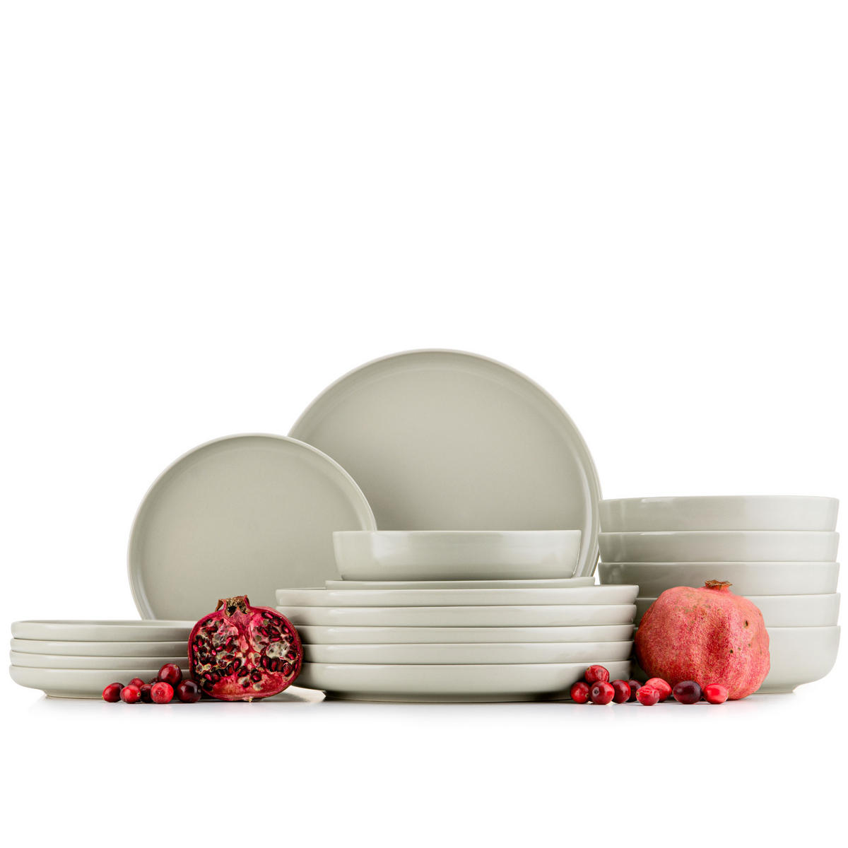 TAFELSERVICE VICTO 6 Personen 18-tlg matt beige/grün/grau - Beige, Keramik (27/2/27cm) - KONSIMO®