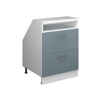 ORMARIĆ ZA KOSI KROV S LADICAMA Rion Plavo-Siva 60 x 81.6 cm s 2 ladice, korpus ormara dubine 60 cm - bijela/plavo-siva, drvni materijal (60/83.8/60cm) - Vicco