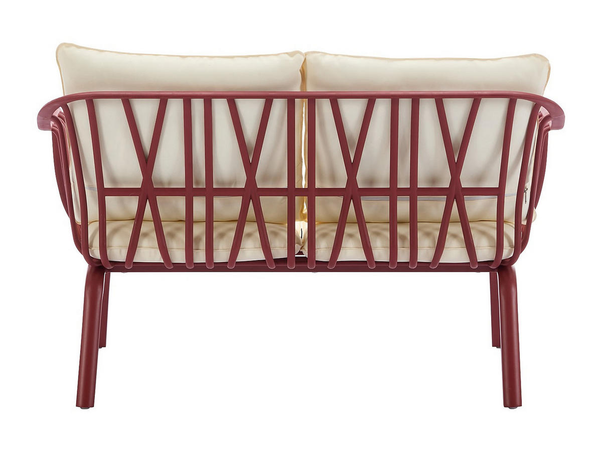 GARTENSITZGRUPPE im Set - 4 -Sitzer - Polypropylen - bordeaux - LOYNA - Bordeaux, Metall - Vente-Unique