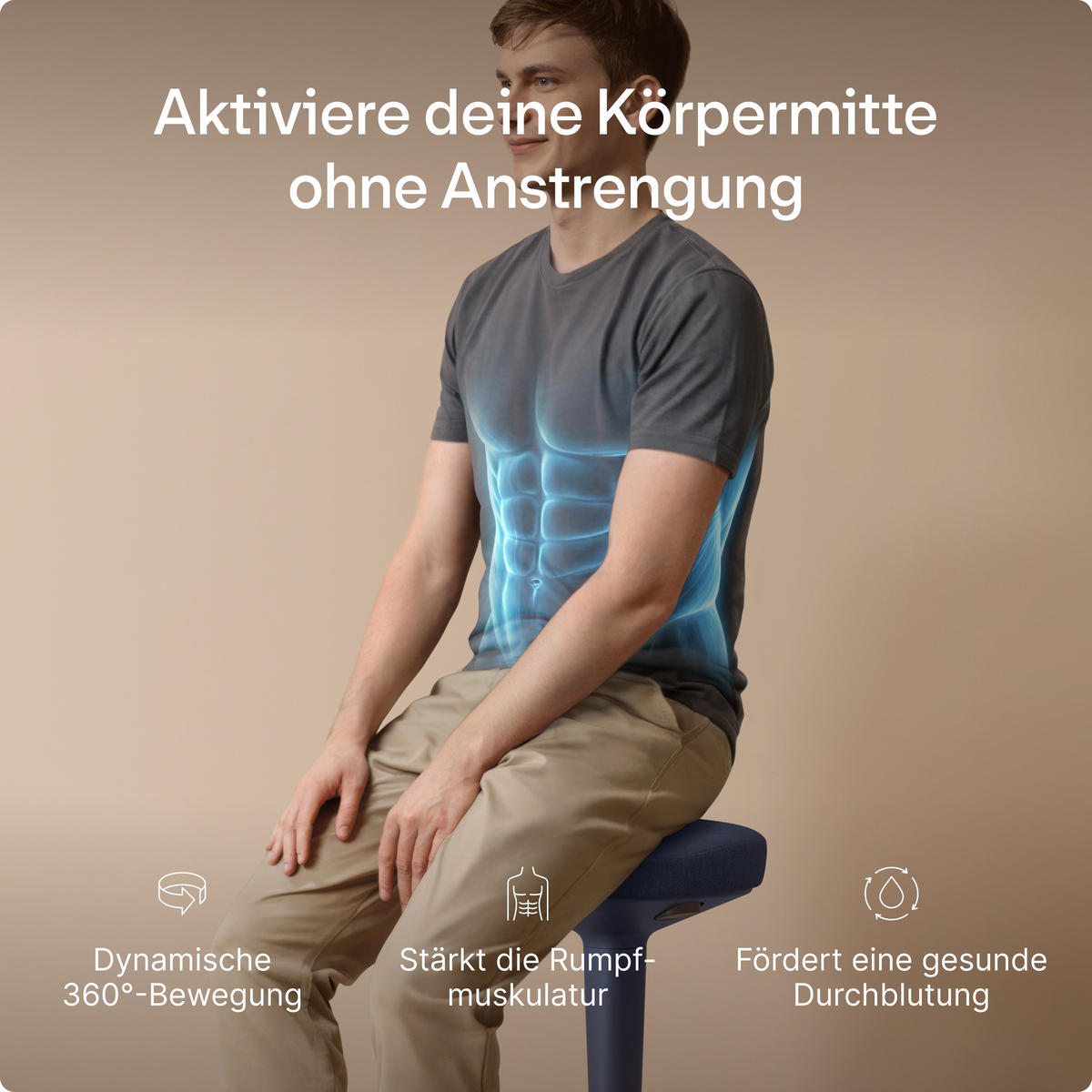 ERGONOMISCHER Balancehocker, Blau - Blau, Kunststoff (37/58/37cm) - Desktronic