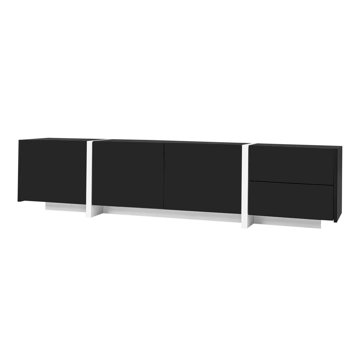 LOWBOARD 170/30/39 cm aus Holzwerkstoff mit Hochglanzfront und LED-Beleuchtung Schwarz/Weiß - Schwarz, Holzwerkstoff (170/39/30cm) - Modenvie