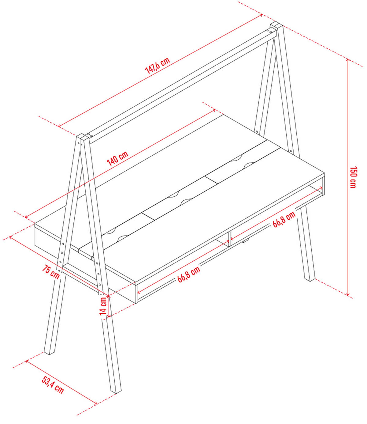 SCHREIBTISCH SPOT - Weiß, Holzwerkstoff (75/148/150cm)