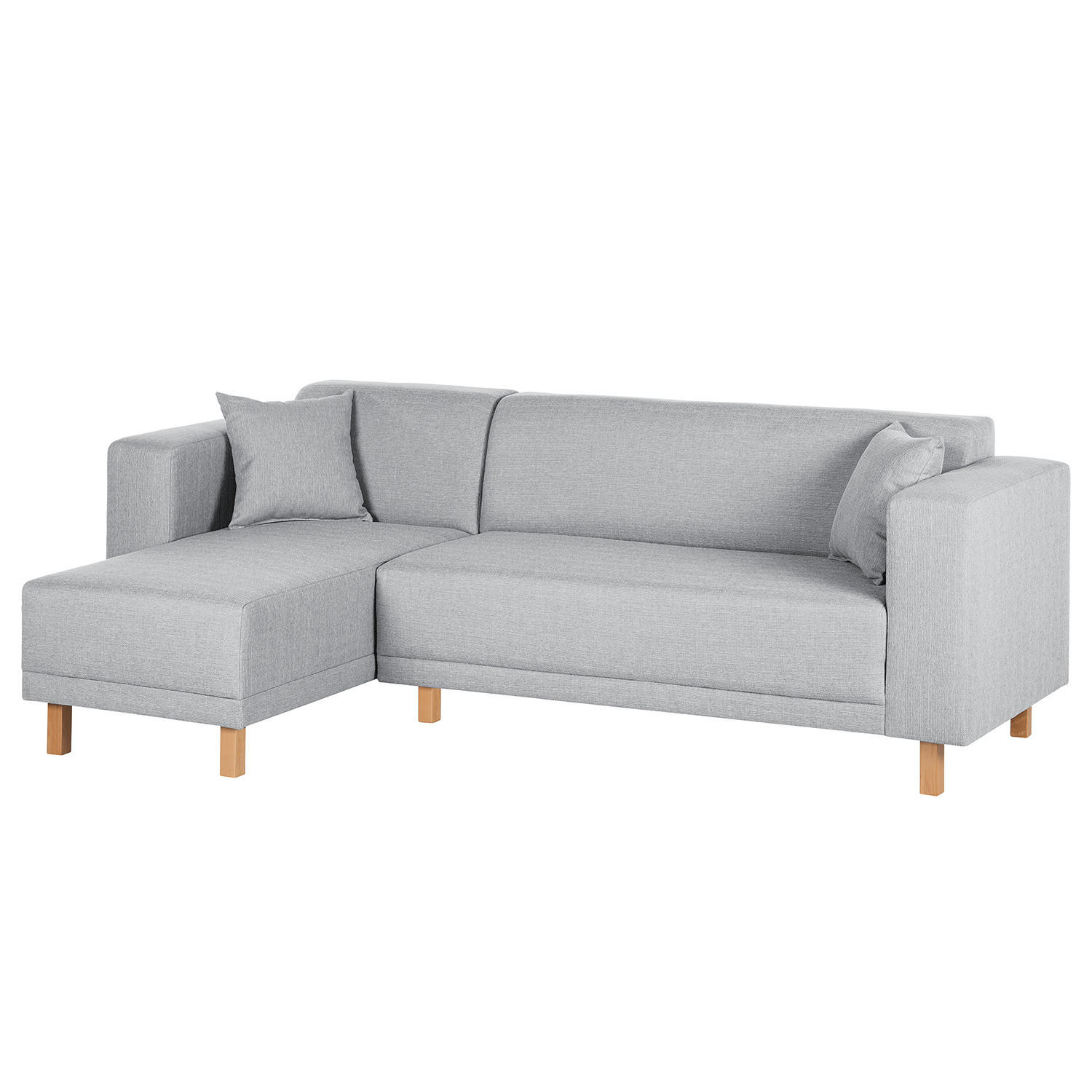 ECKSOFA mit Longchair - Webstoff - Silberfarben, Textil (240/140cm) - home24