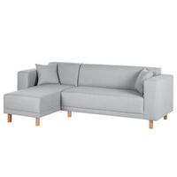 ECKSOFA mit Longchair - Webstoff - Silberfarben, Textil (240/140cm) - home24