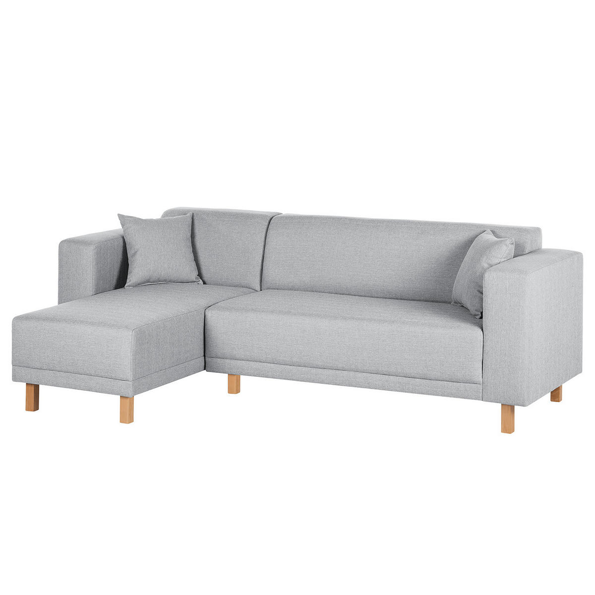 ECKSOFA mit Longchair - Webstoff - Silberfarben, Textil (240/140cm) - home24