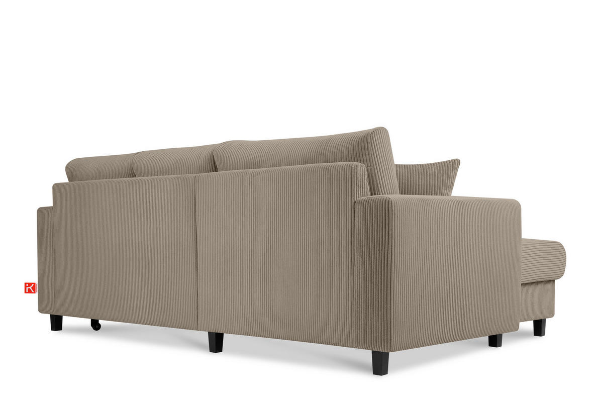 ECKSCHLAFSOFA EGRET Links mit Bettkasten, Cord-Stoff, beige - Beige, Textil (234/90cm) - KONSIMO®