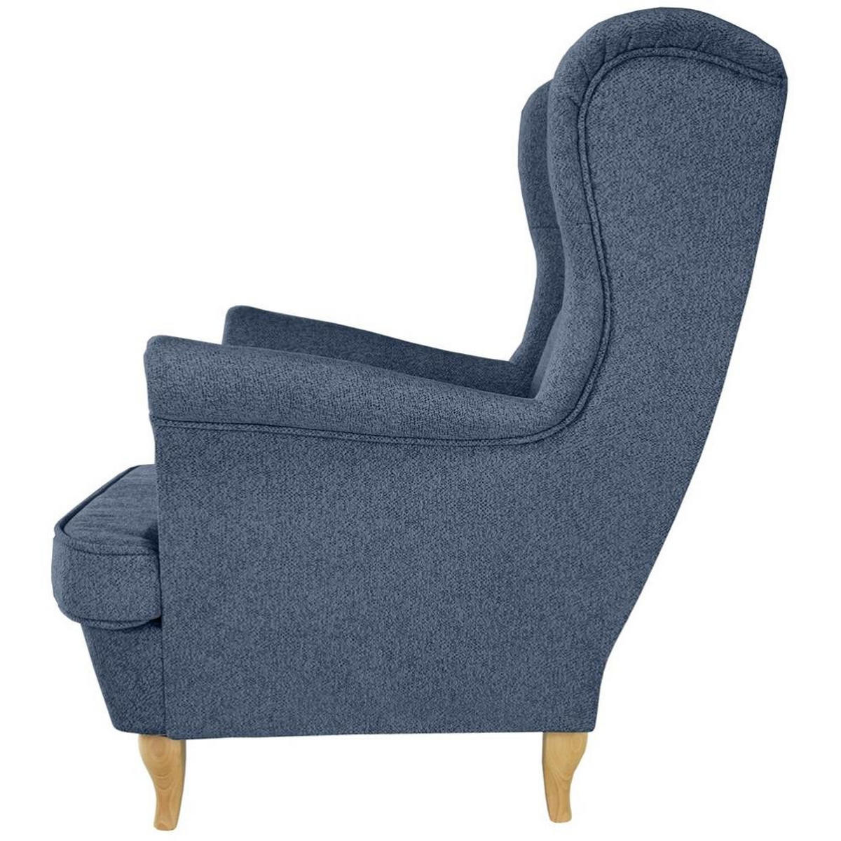 CHESTERFIELD-SESSEL Falco dunkelblau mit Buche Holzbeinen - Dunkelblau, Holz/Textil (82/102/92cm) - Beautysofa
