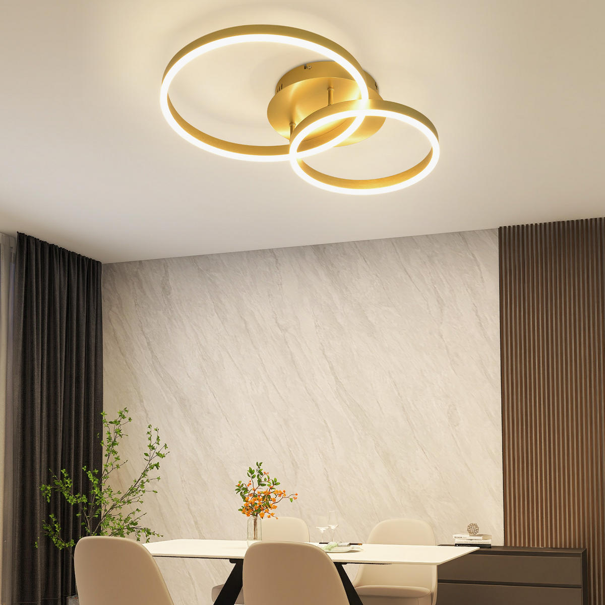 LED-DECKENLEUCHTE Peldar 59.0/40.0/12.0 cm - Goldfarben, Metall (40/59/12cm) - ZMH