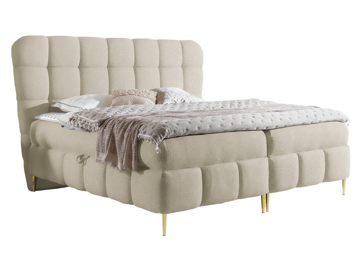 BOXBETT Lolly - Beige/Goldfarben, Holz/Textil (120/200cm) - MIRJAN24