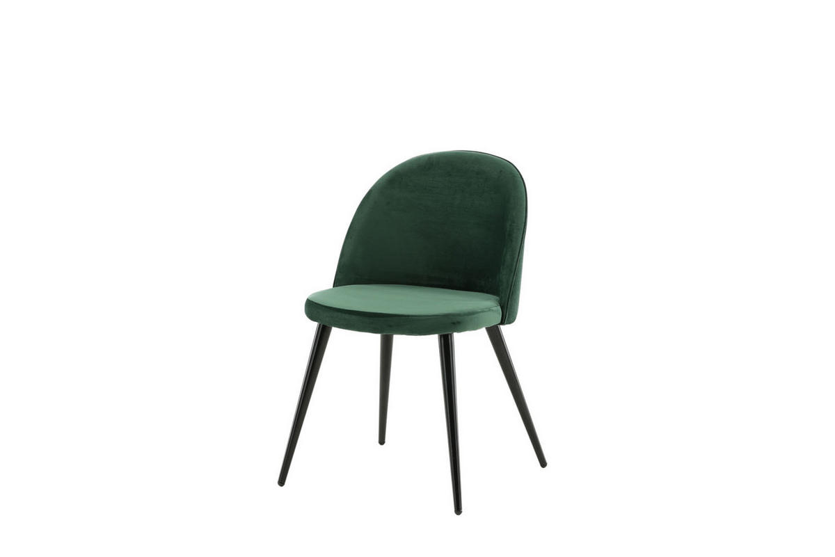 STUHL 2er-Set velours grün, schwarz - Grün, Holzwerkstoff (50/77/57cm) - ebuy24