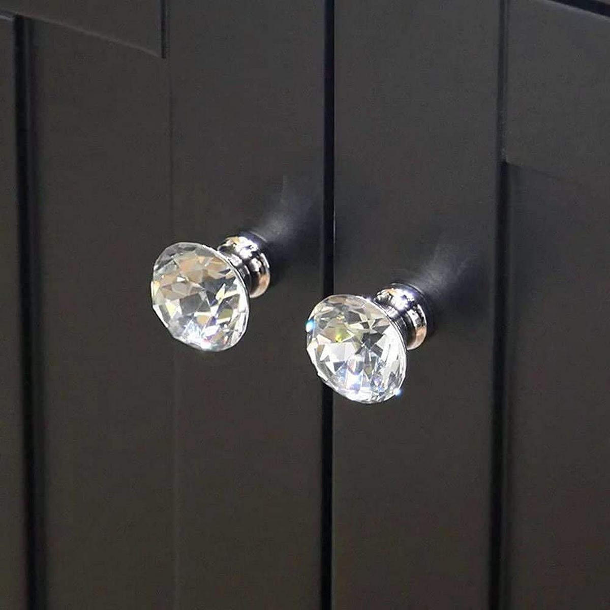 SCHRANKKNOPF Kristall Diamant 10er-Set 30 mm - Transparent, Glas (1.6/2.3/3cm)