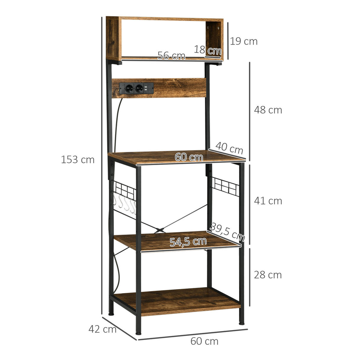 KÜCHENREGAL Braun 1 Stück - Braun, Holzwerkstoff (42/153/60cm) - GiPP