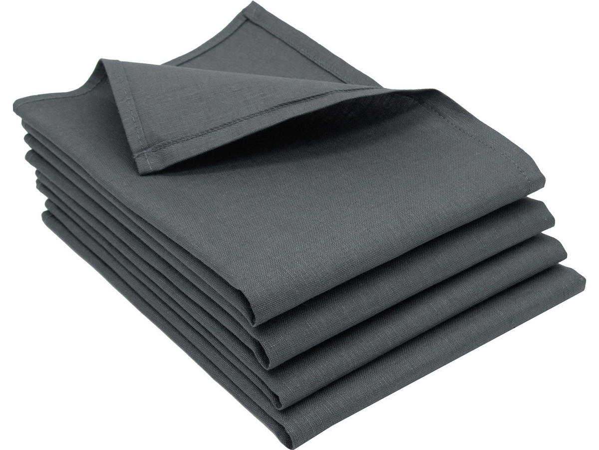 GESCHIRRTÜCHER, 4er-Set, 50x70 cm, 50% Baumwolle, 50% Leinen, Grau - Anthrazit, Textil (50/70cm) - Zollner