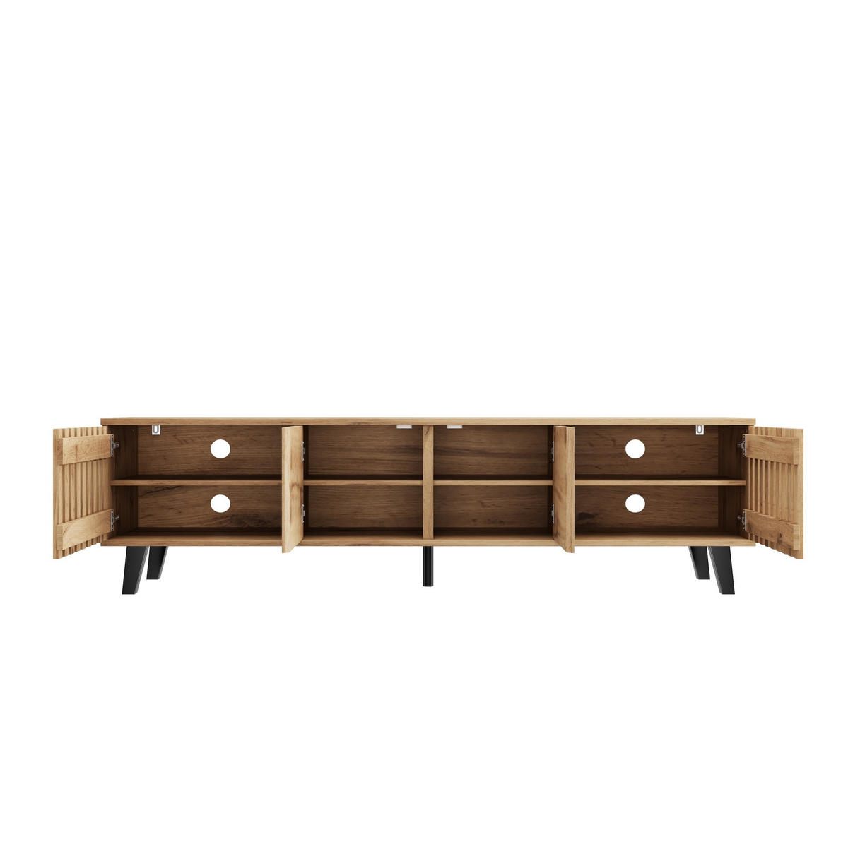 LOWBOARD 180/40/55 cm aus Spanplatte mit 8 Ablagefächern Natur - Hellbraun, Holzwerkstoff (180/55/40cm) - Modenvie