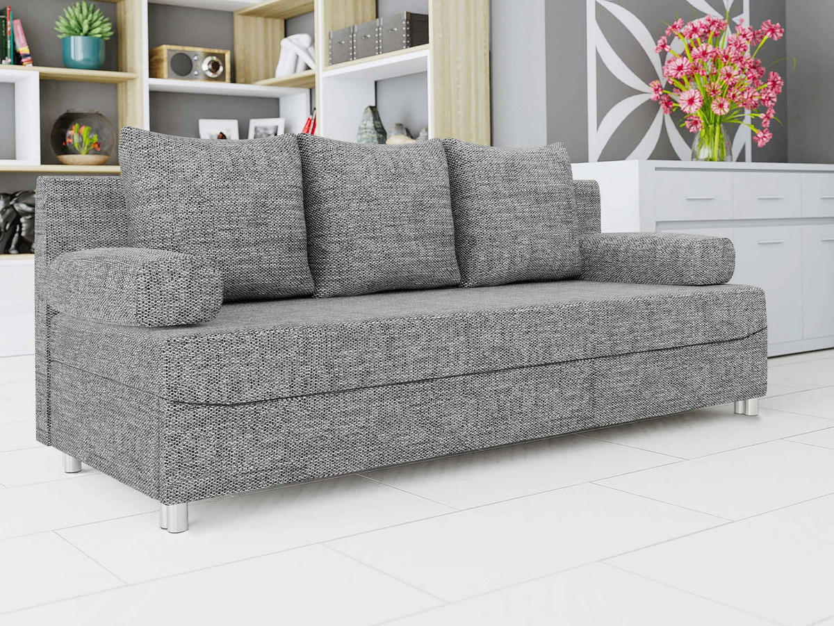 SCHLAFSOFA Dover - Chromfarben/Hellgrau, Holz/Kunststoff (192/86/80cm) - MIRJAN24