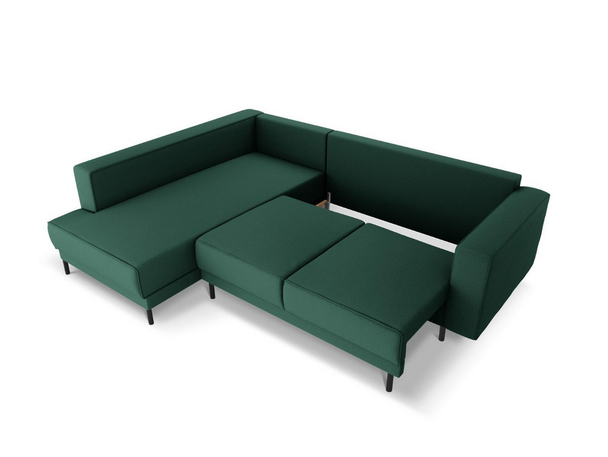 AUSKLAPPBARES-ECKSOFA links Caro aus strukturiertem Stoff grün 5 Sitzplätze - Grün, Textil (187/247cm) - Micadoni