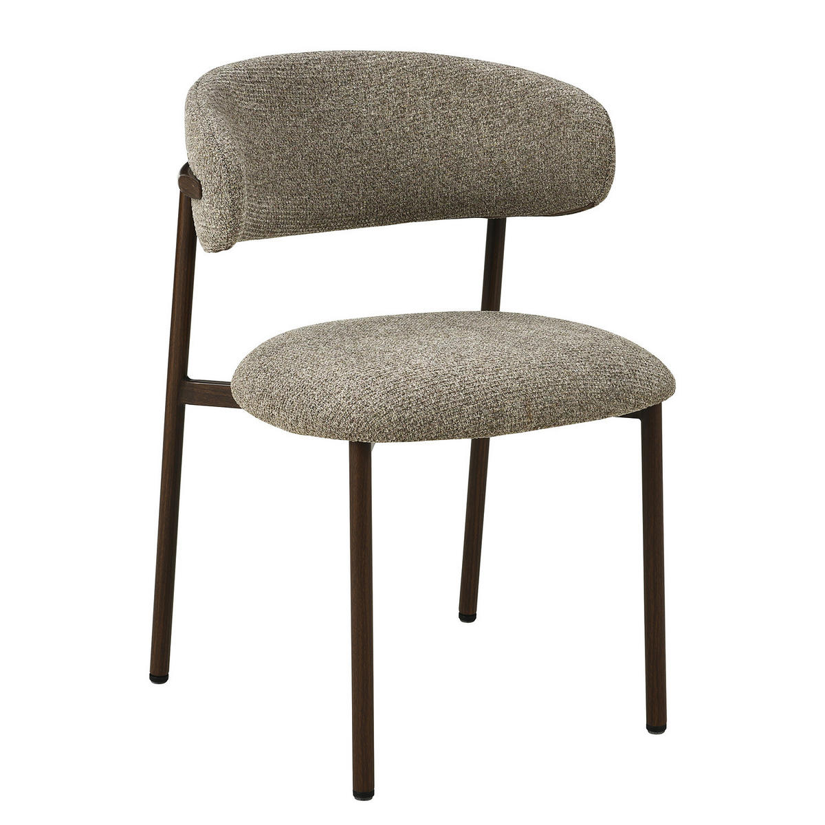 POLSTERSTUHL - 2er-Set - Strukturstoff / Edelstahl - Taupe, Textil/Metall (55/80/57cm) - home24
