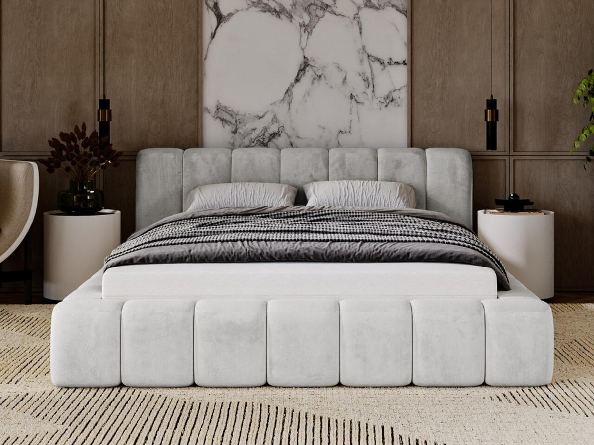 POLSTERBETT Ibiza 140x200 Hellgrau - Hellgrau/Naturfarben, Holz/Textil (140/200cm) - Graingold