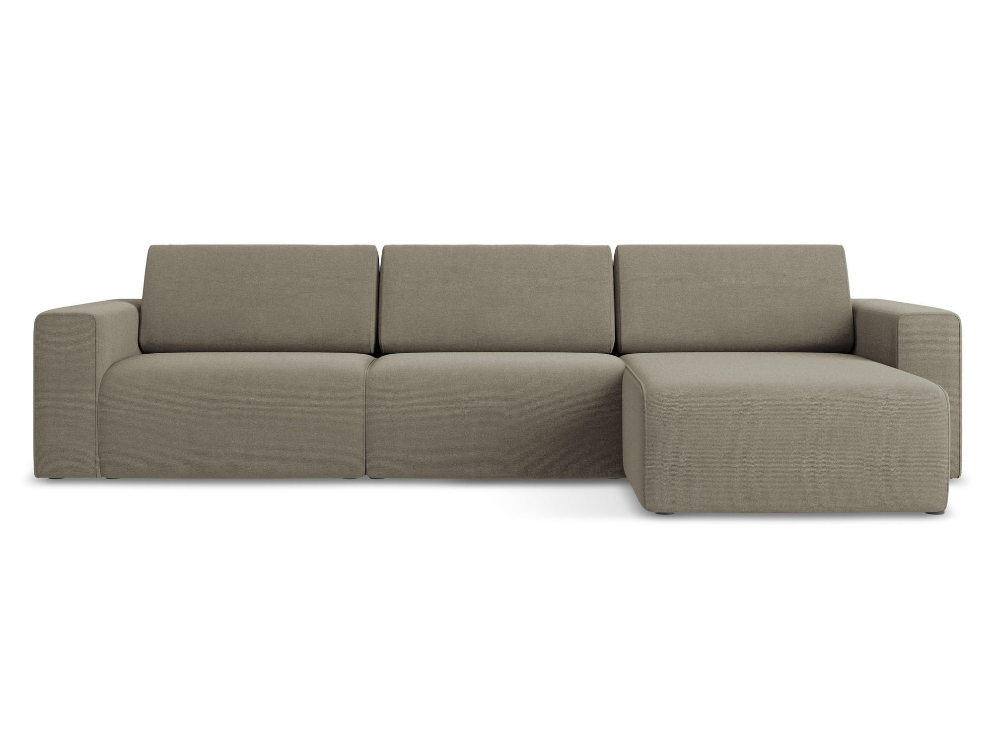 ECKSOFA Links Strukturstoff Stoff Beige - Beige/Schwarz, Kunststoff/Textil (314/167cm) - Makamii