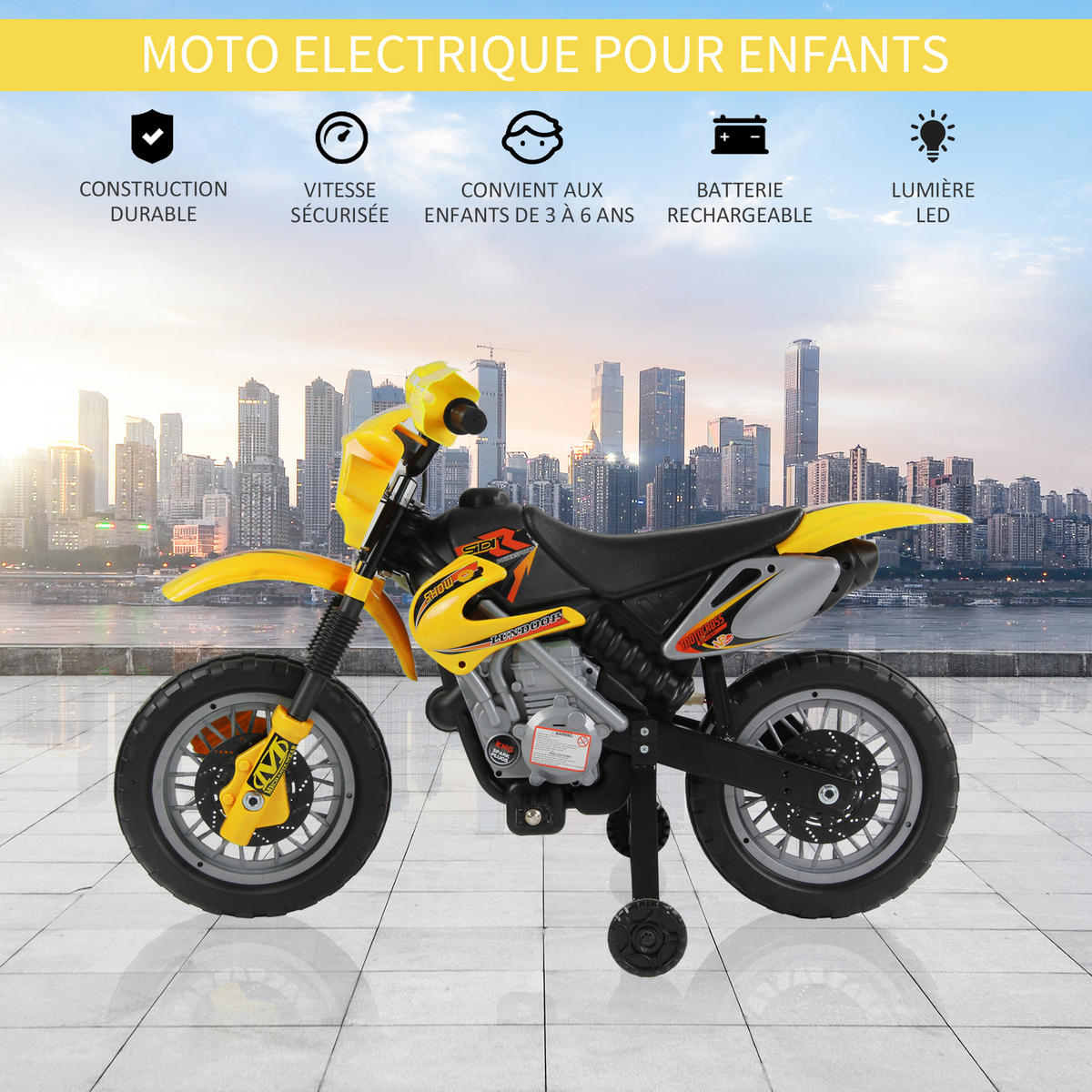 ELEKTRO-MOTORRAD DE-13172 abnehmbare Stützräder Gelb/Schwarz - Gelb, Kunststoff (102/53/66cm) - ComfortXL