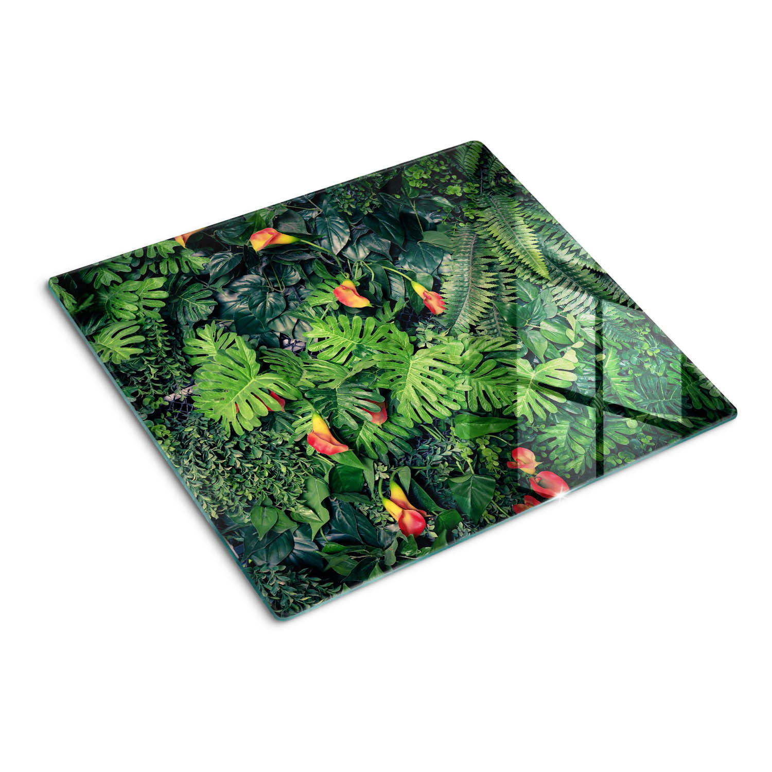 GLASPLATTE 60x52 cm Exotischer Dschungel - Grün, Glas (60/0.4/52cm) - TULUP