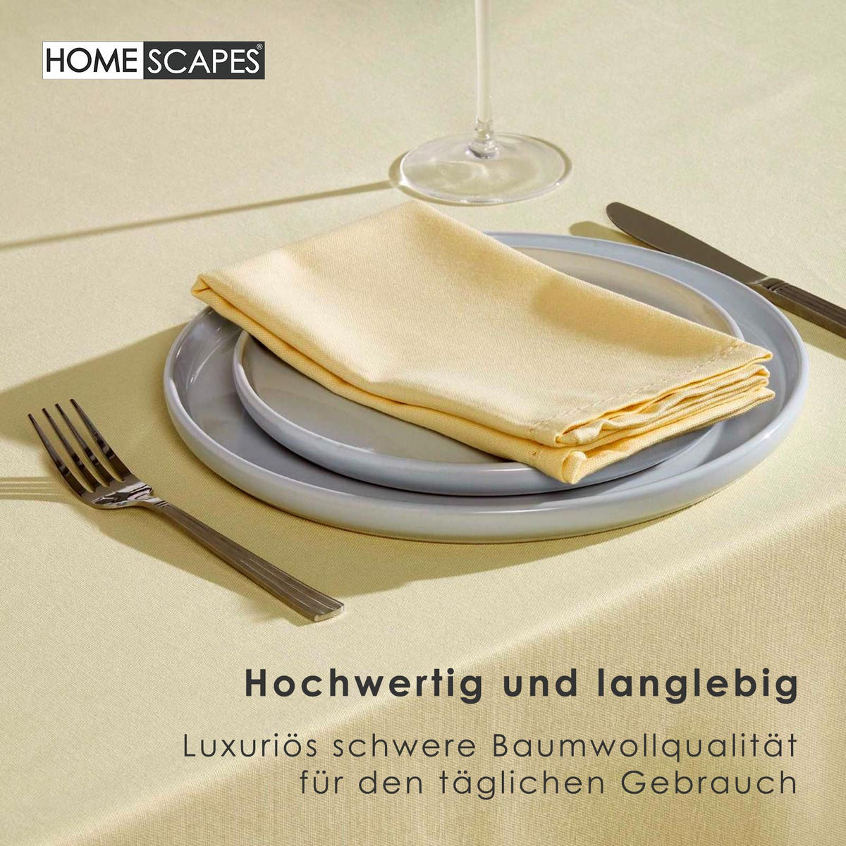 TISCHDECKE creme rund 178 cm, 100% Baumwolle - Creme, Textil (178/178cm) - Homescapes