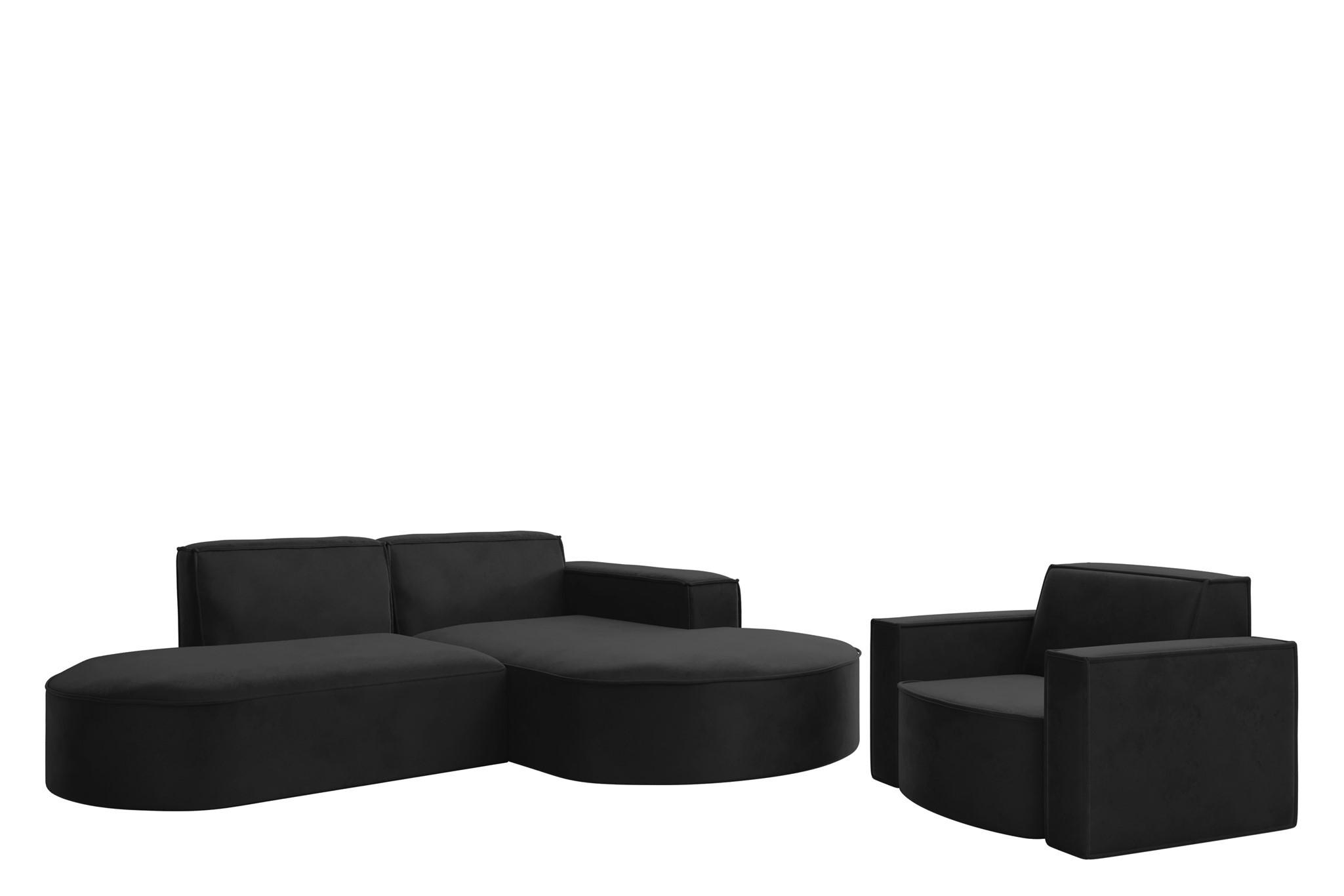 SOFASET Palma Ecksofa Sessel Opera - Schwarz, Holzwerkstoff/Textil (236/78/165cm) - Fun Möbel
