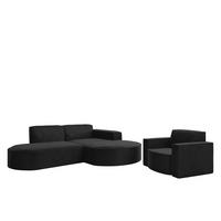 SOFASET Palma Ecksofa Sessel Opera - Schwarz, Holzwerkstoff/Textil (236/78/165cm) - Fun Möbel