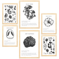 POSTER Set Mit 6 Dekoratives Schwarz-Weißes A3 & A4 Rahmen Aus Hellem Holz - Beige, Papier (29/3cm) - Nacnic