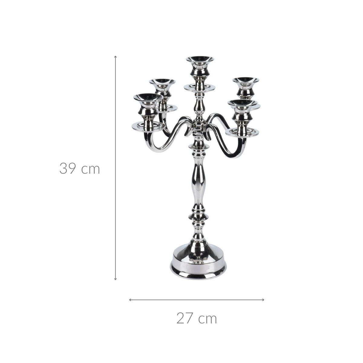 KERZENSTÄNDER 39 cm - Silberfarben, Metall (27/39.5/27cm) - Home Styling Collection
