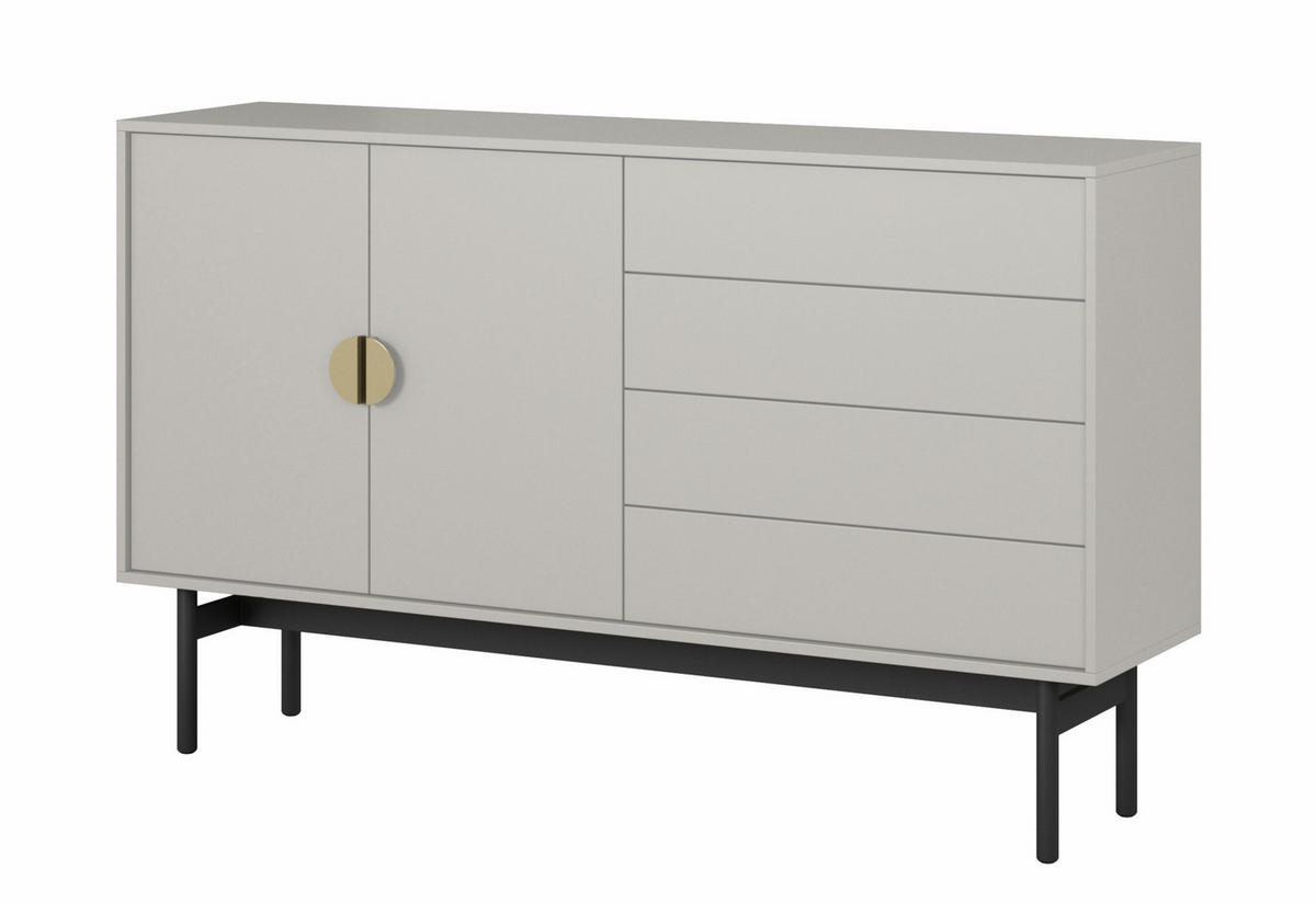 SIDEBOARD Stoon Grau-Beige 154 cm - Greige/Goldfarben, Holzwerkstoff/Metall (154/93/38cm) - Selsey