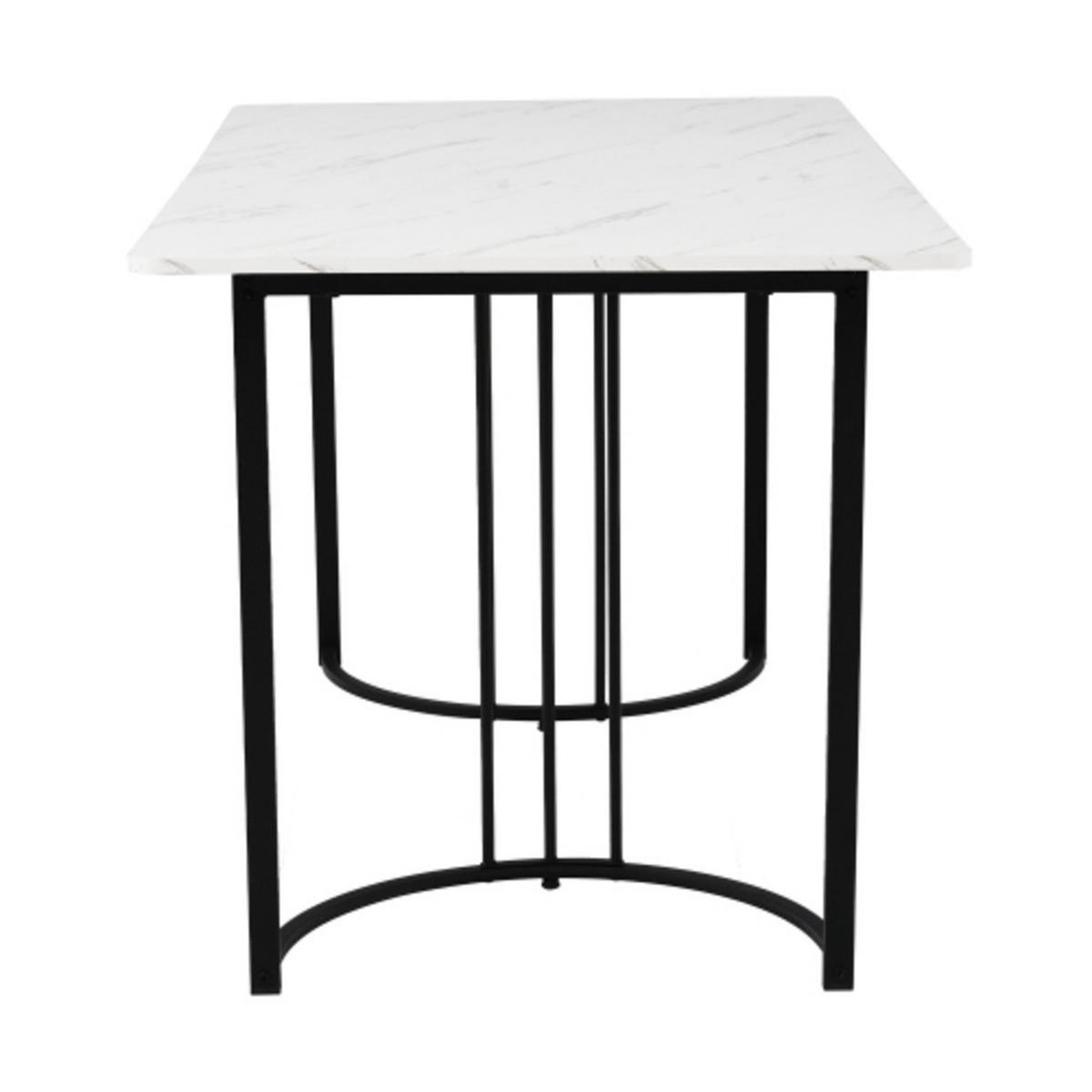 ESSTISCH mit Marmor-Muster, stabilem Metallgestell und verstellbaren Füßen als moderner Küchentisch, weiß-schwarz - Weiß, Holzwerkstoff (140/80/75cm) - Luhomfu