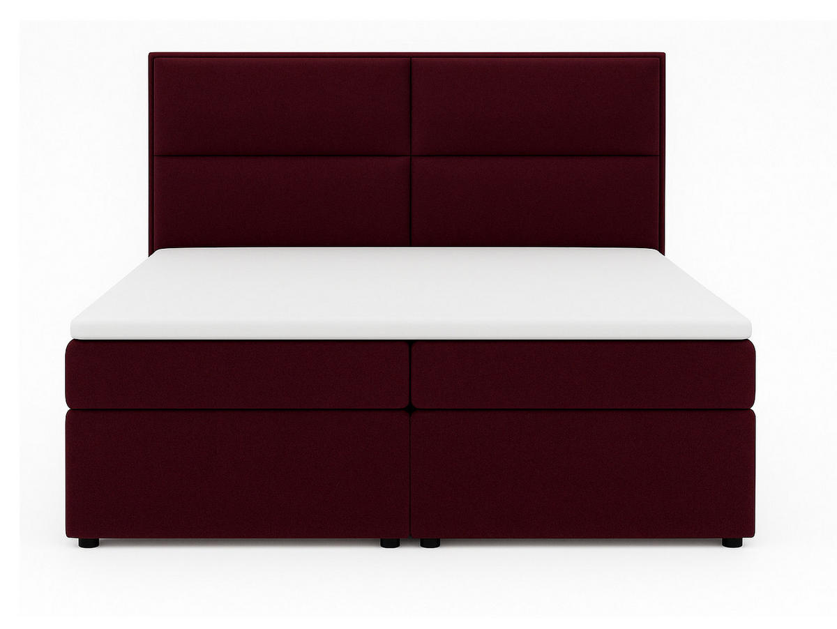 BOXSPRINGBETT AURORA mit Topper und Bettkasten, Bordeaux, 140x200 cm - Bordeaux, Textil (140/200cm) - KS Home Concept