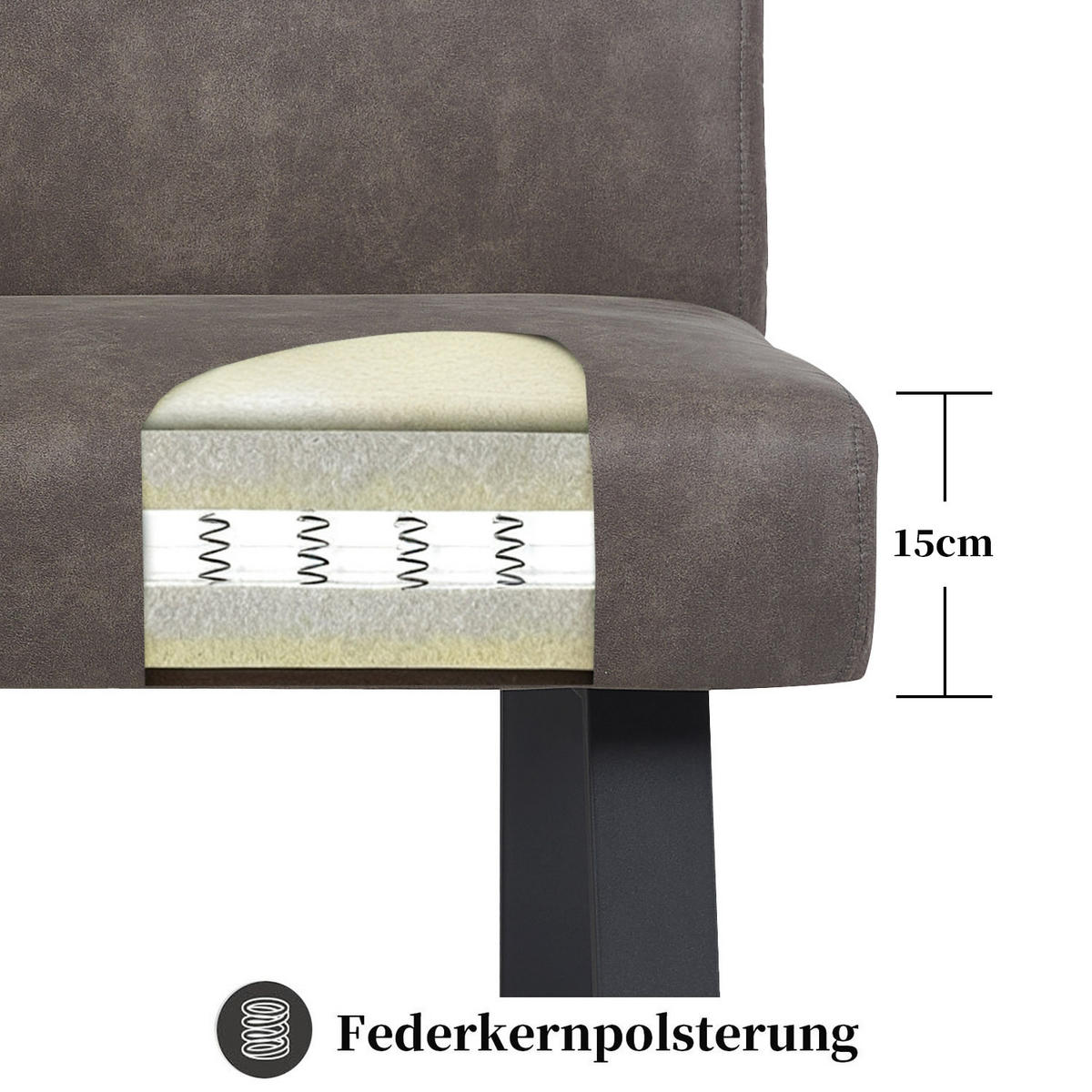 SITZBANK JOYCE - Taupe, Metall (140/91/66cm) - DUBI Möbel