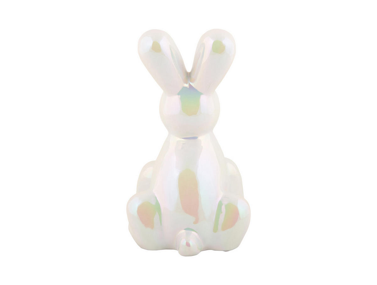 SKULPTUR Balloon Bunny 12.7/11.5/20 cm - Weiß, Keramik (11.5/20/12.7cm) - Present Time