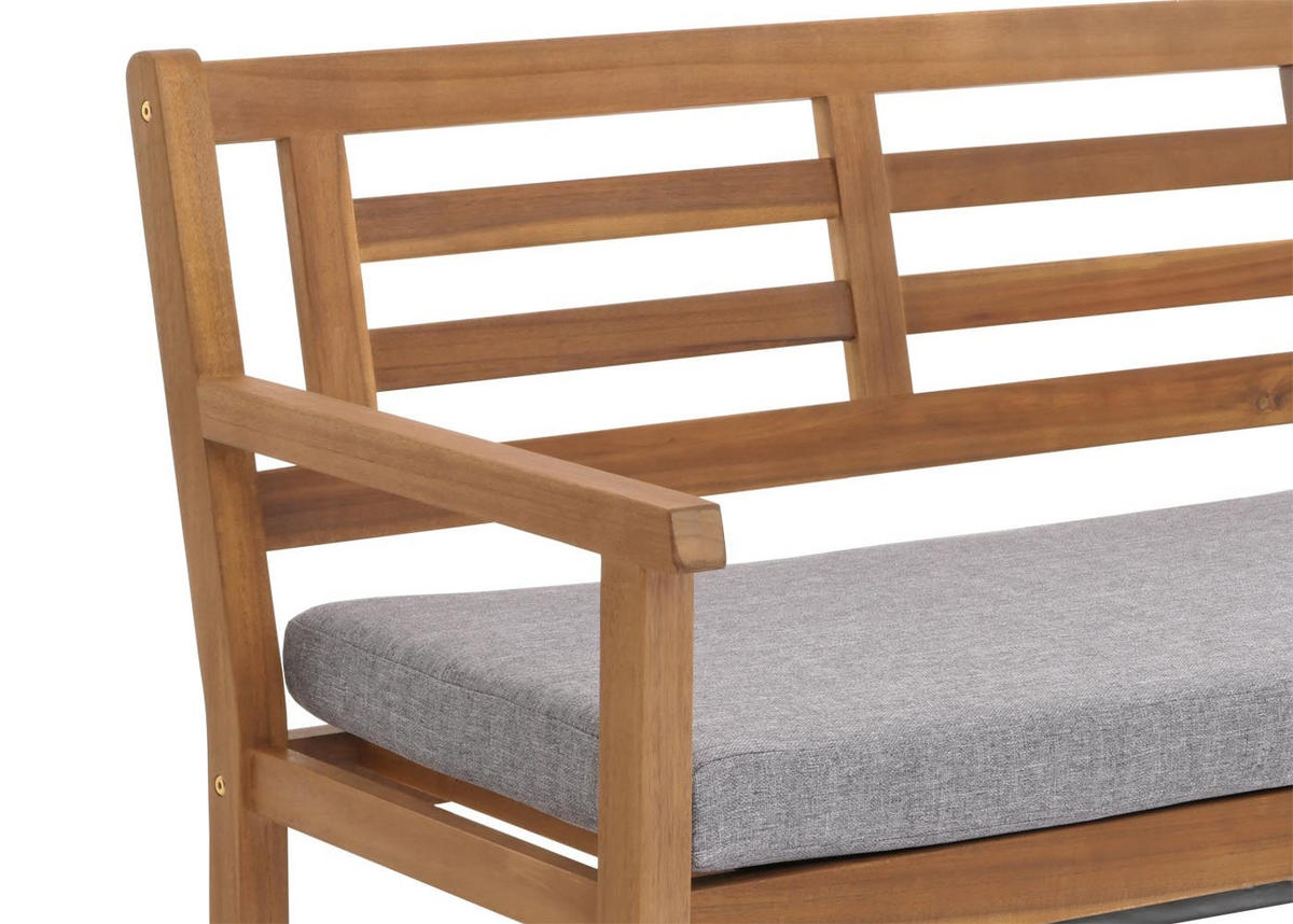 GARTENBANK 82x145x59cm Kissen Grau - Braun, Holz (145/82/59cm) - PROREGAL