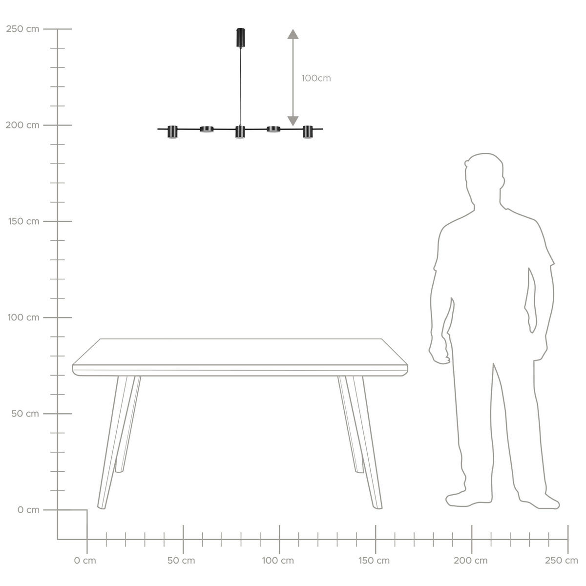 HÄNGELEUCHTE Sestra 10/120/120 cm - Schwarz, Metall (10/120/120cm) - Beliani