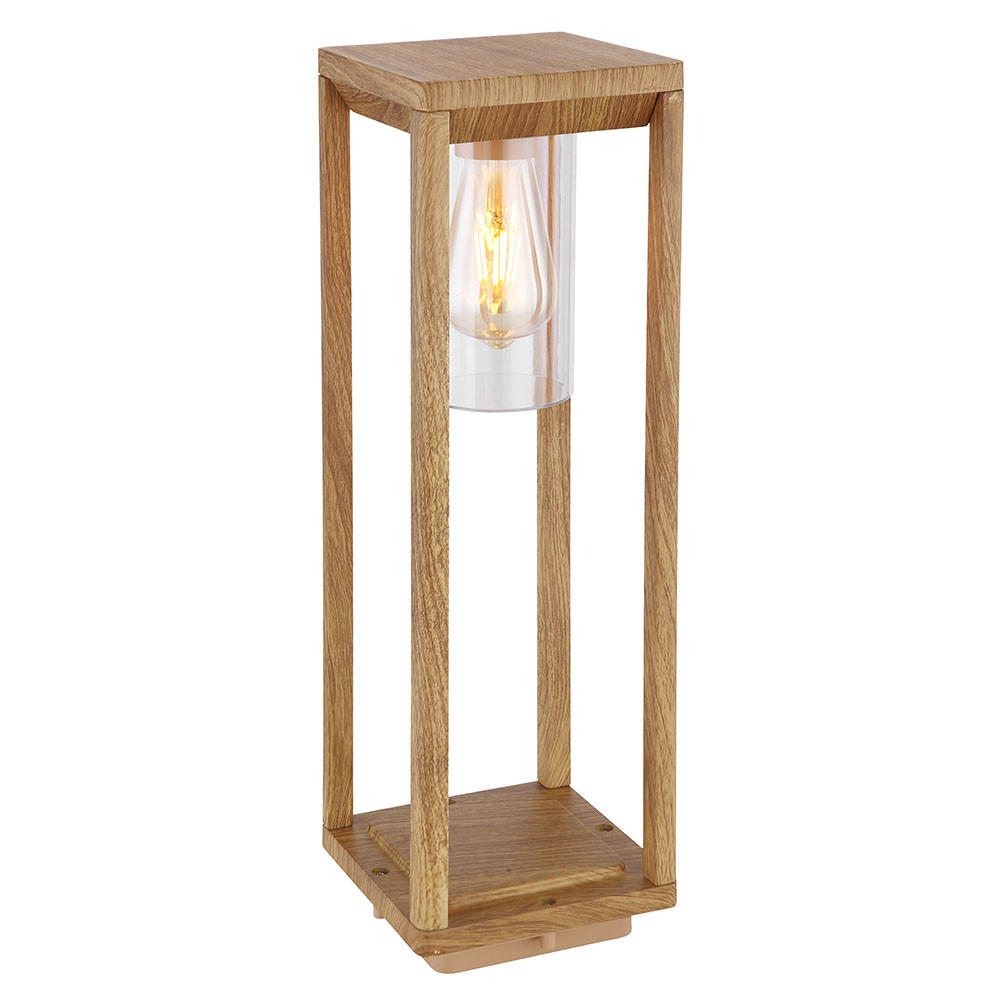 LED SOCKELLEUCHTE Aluminium Holzoptik Braun - Braun, Metall (15/15/50cm) - Globo Lighting