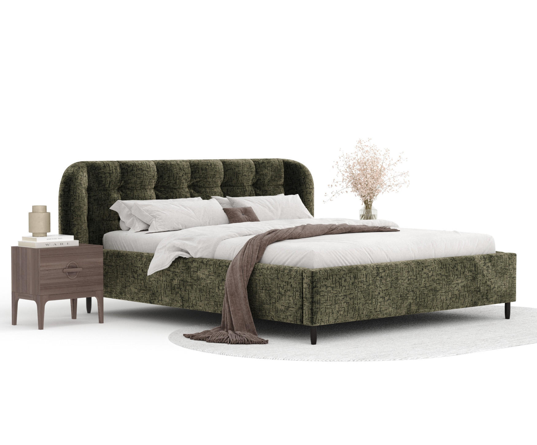 Thumbnail - Maison de Reve Polsterbett, Olivgrün, Textil, Buche, Kiefer, 120x200 cm, Oeko-Tex® Standard 100, FSC 100%, Made in EU, S...