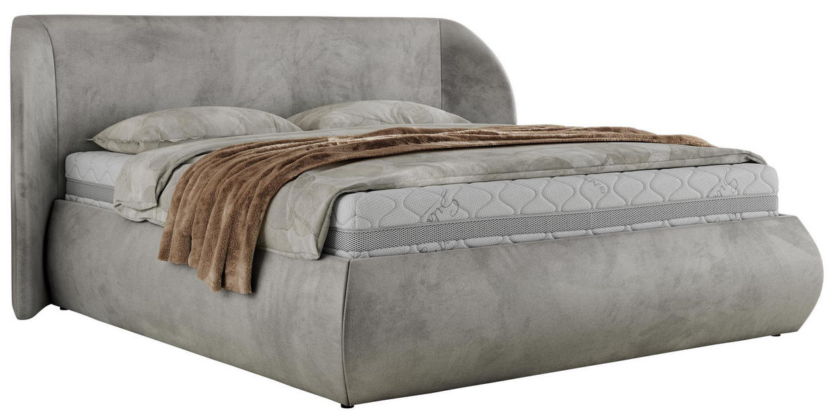 POLSTERBETT CAELA CLASSIC 200/200 - Hellgrau Velvet - Pocket-Matratze - Hellgrau, Textil (200/200cm) - MKS