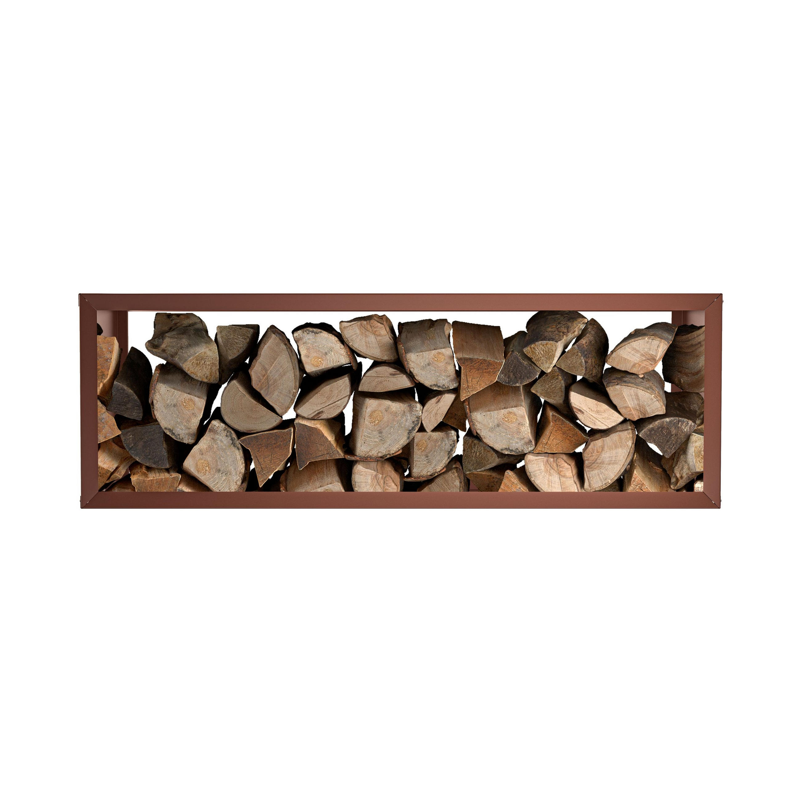 BRENNHOLZREGAL Wooker wide Kaminholzregal Holzlagersystem Braun 149 x 49 cm - Braun, Metall (149/49/49cm) - Alberts
