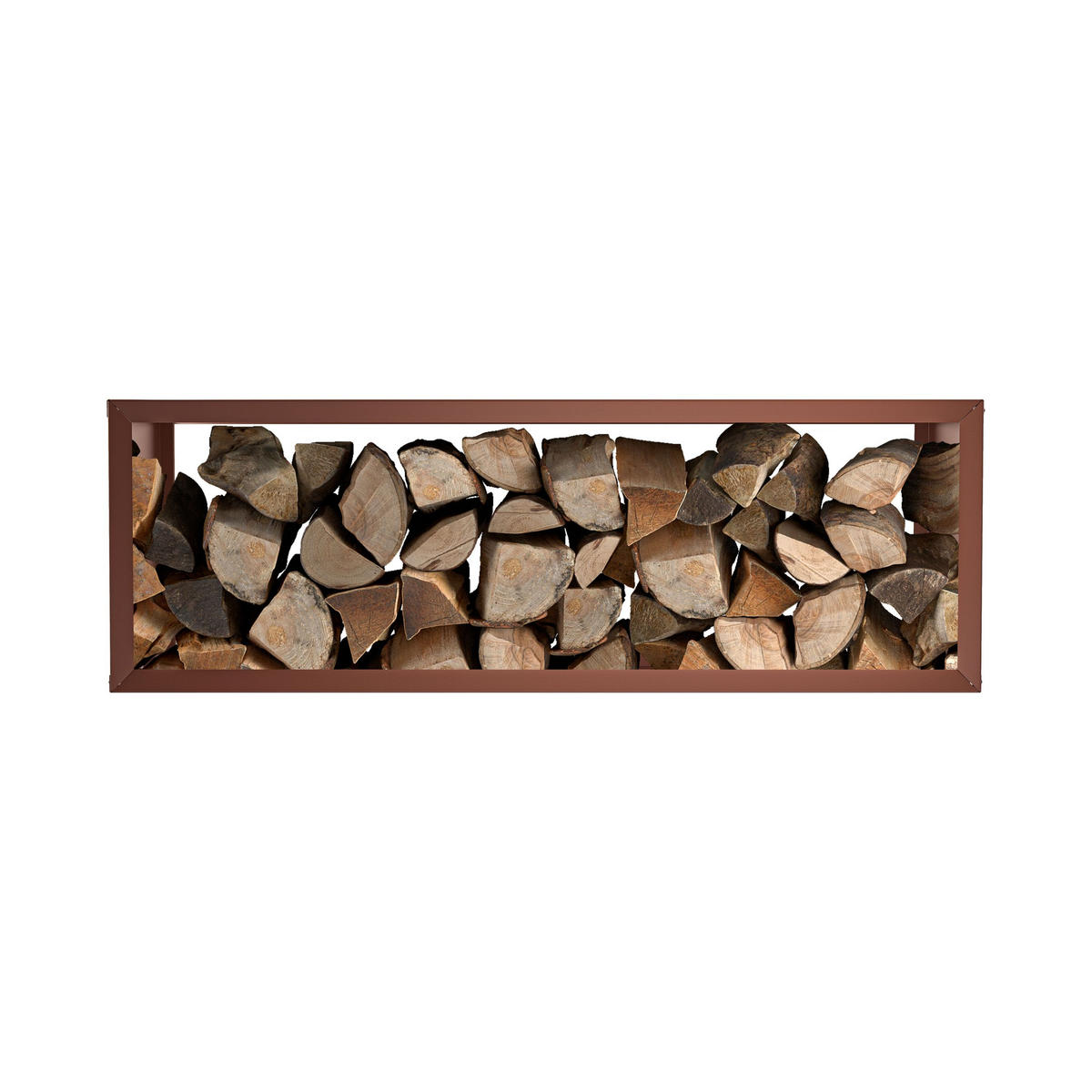 BRENNHOLZREGAL Wooker wide Kaminholzregal Holzlagersystem Braun 149 x 49 cm - Braun, Metall (149/49/49cm) - Alberts