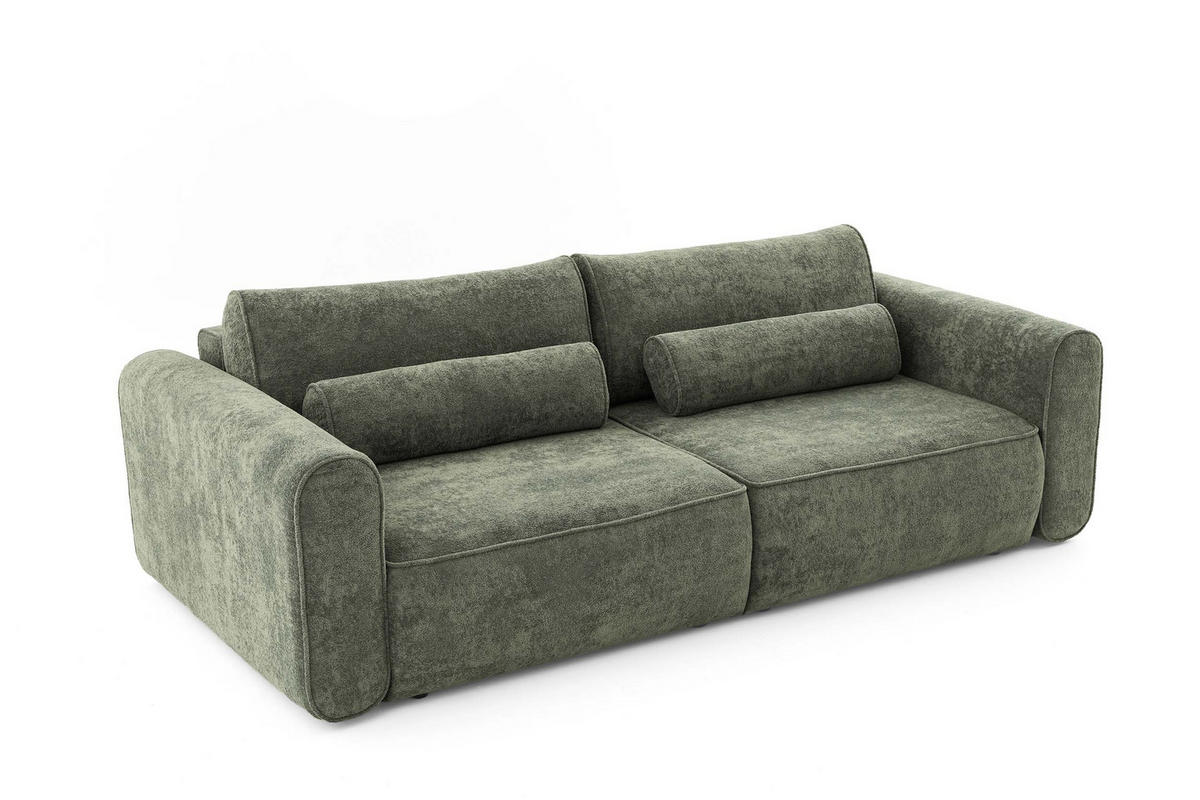 ECKSOFA MOTION mit Schlaffunktion 130x200 Webstoff Grün - Schwarz/Grün, Holz/Textil (250/120cm) - Muffo