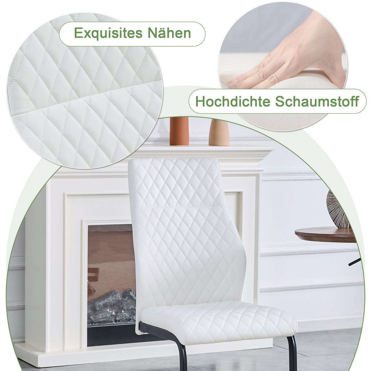 ESSGRUPPE DE-39436 5-teilig, mit doppelter Ablage und 4 Stühlen Weiß - Weiß, Holzwerkstoff (107/75/107cm) - ComfortXL