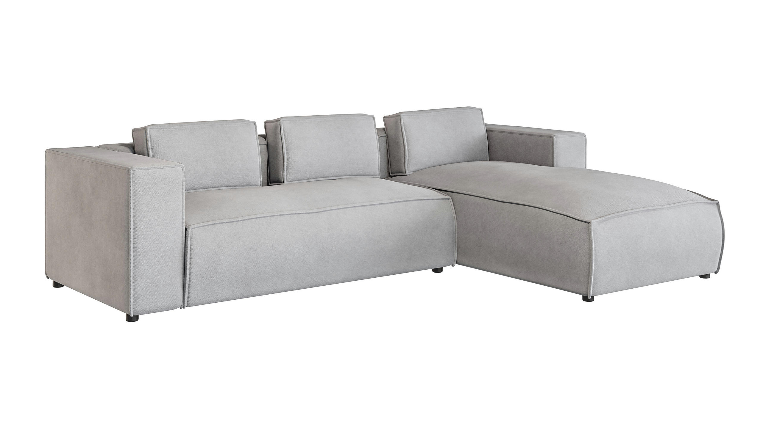 ECKSOFA Zenith Grau Luxusmicrofaser, Ottomane rechts - Schwarz/Grau, Holz/Kunststoff (262/176cm) - S-Style Möbel