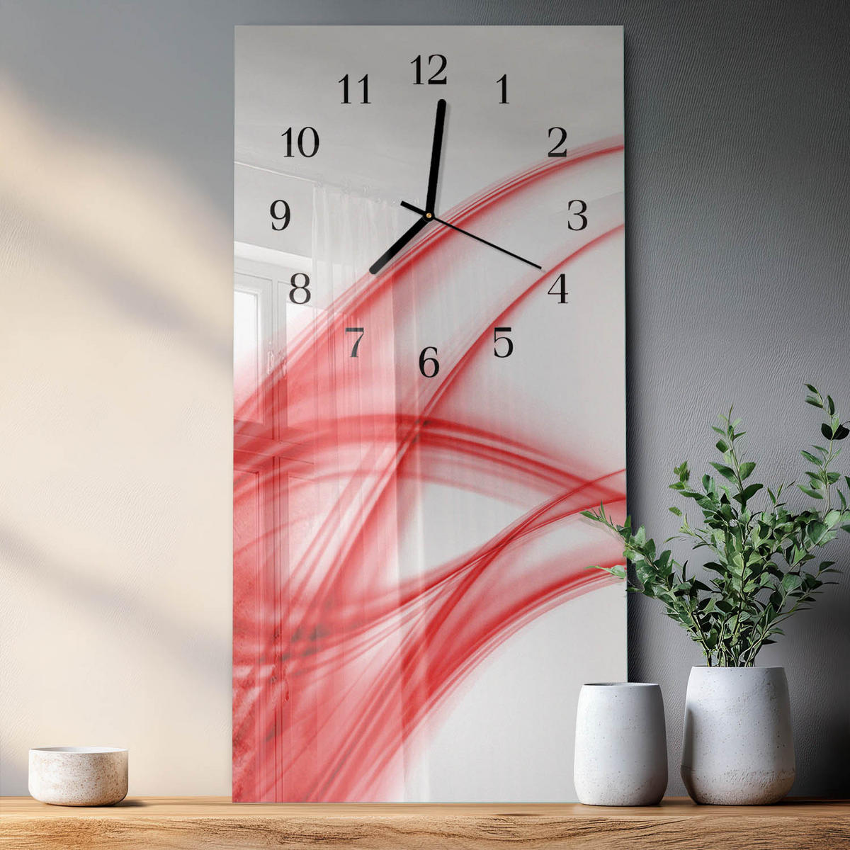 WANDUHR 30x60 cm - Limes - Rot, Glas (30/60/0.4cm) - TULUP